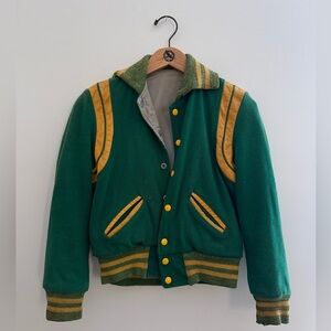 Vintage Green and Yellow Varsity Jacket